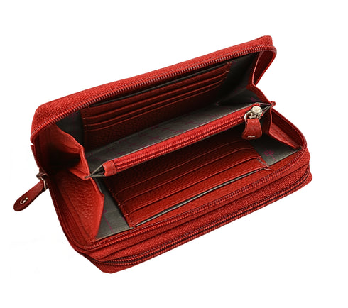 Portofel casual, dama, RENATA BALESTRA 2035, rosu, piele naturala